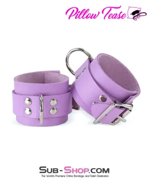 0599A-SIS      Purple Passion Pretty Sissy Leather Bondage Wrist Cuffs