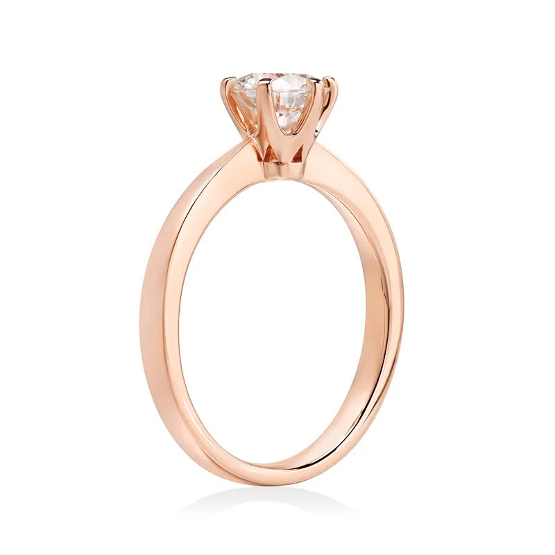 0.8 Carat Lab Grown Diamond Ring 6 Claws 14K Rose Gold LGR006