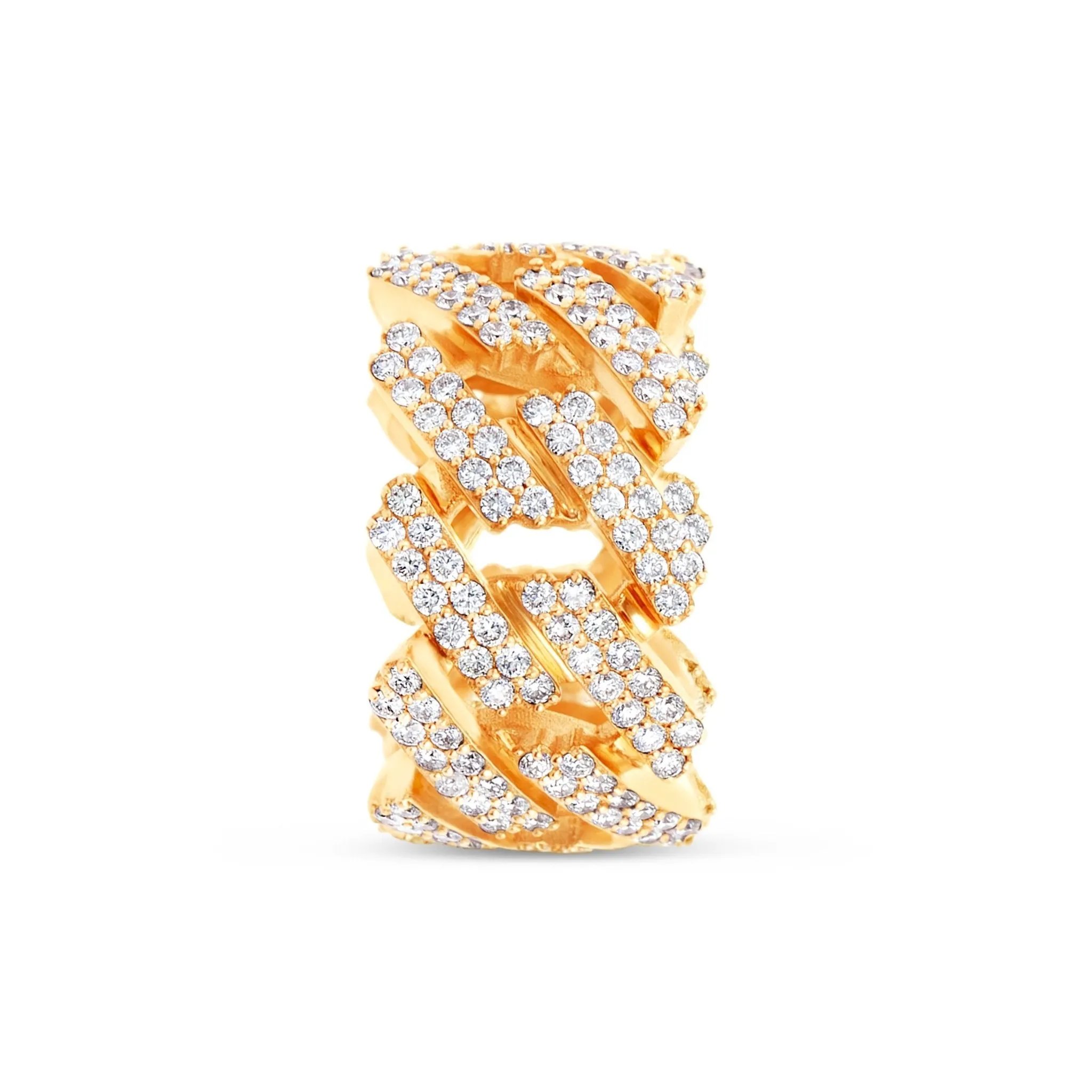 10K Gold 3.20ct Diamond Cuban Link Eternity Ring