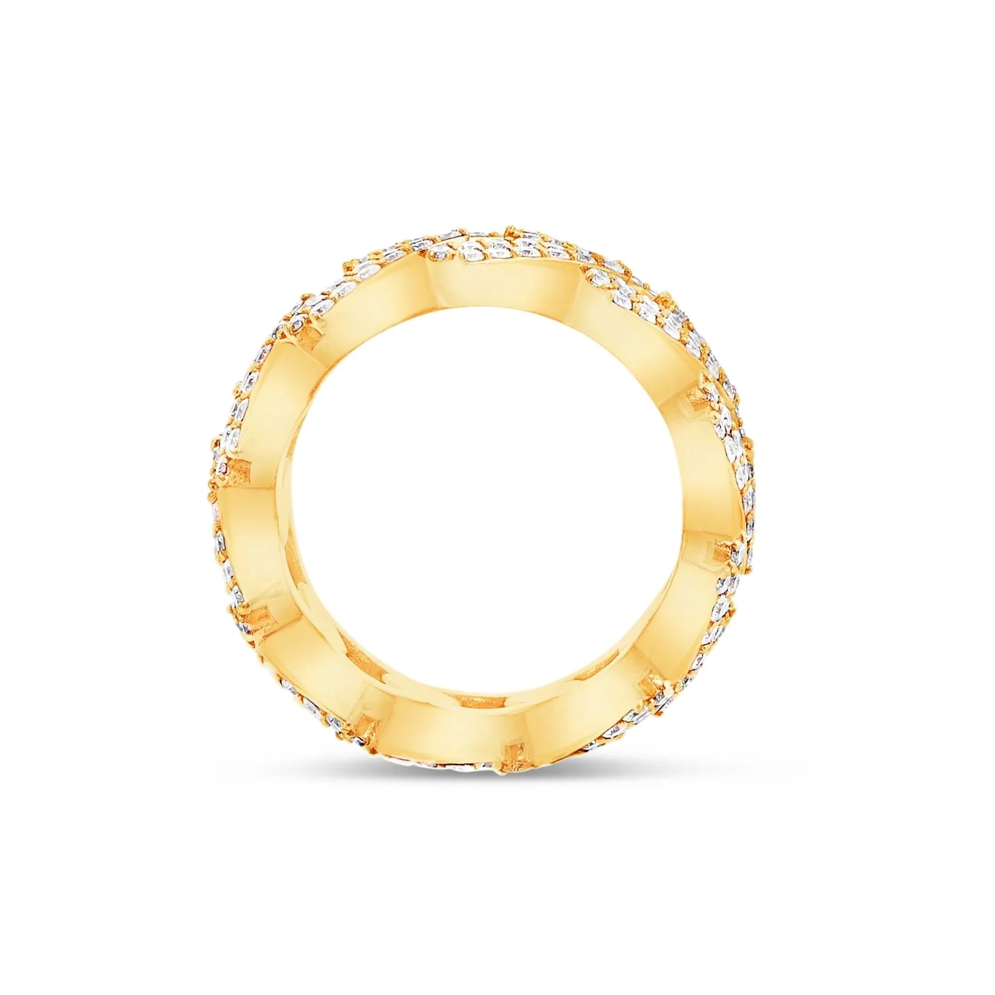 10K Gold 3.20ct Diamond Cuban Link Eternity Ring