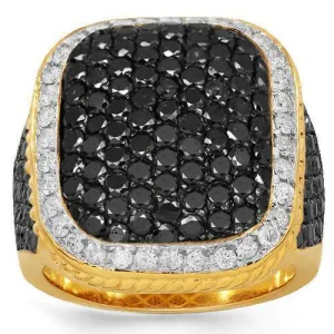 10K Solid Yellow Gold Black Diamond Rings for Men Collection Ring 6.50 Ctw