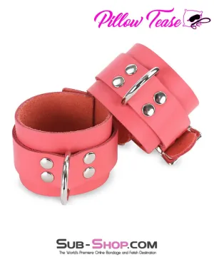 1339A      Passion Pink Leather Bondage Wrist Cuffs