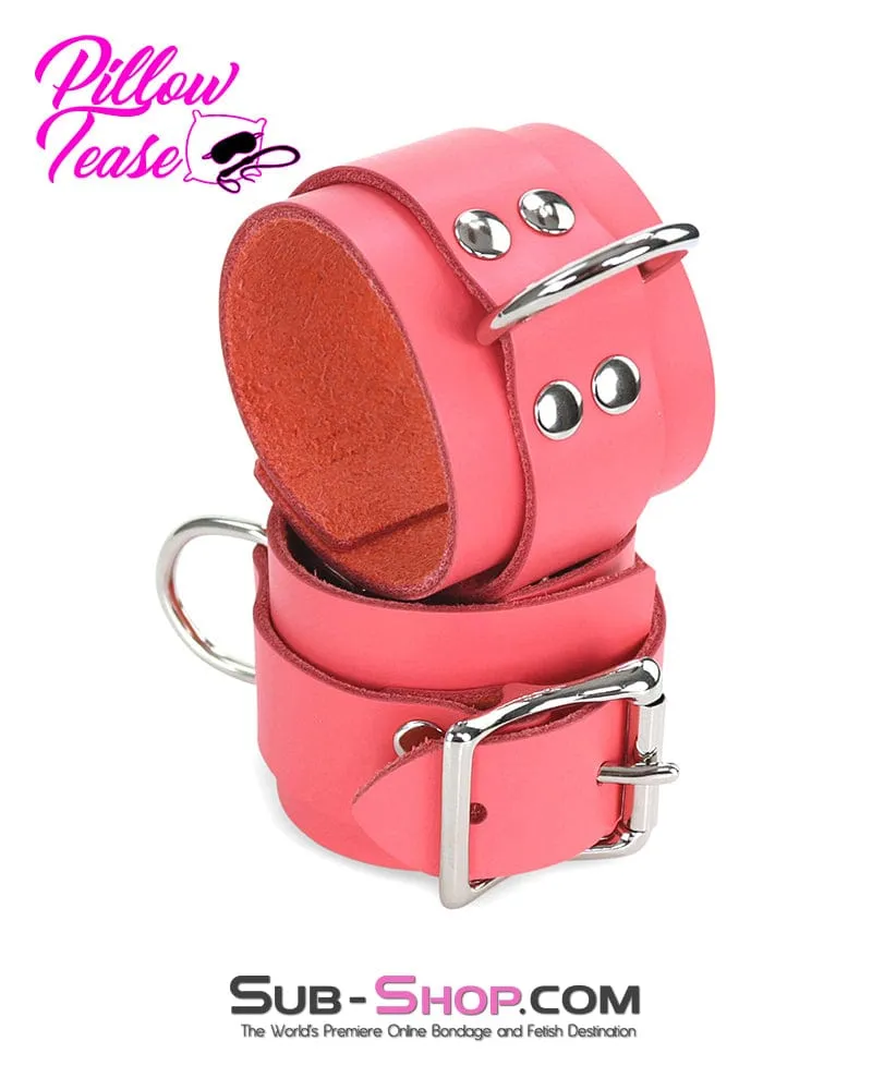 1339A      Passion Pink Leather Bondage Wrist Cuffs