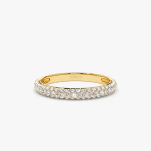 14k 3 Row Half Eternity Diamond Band