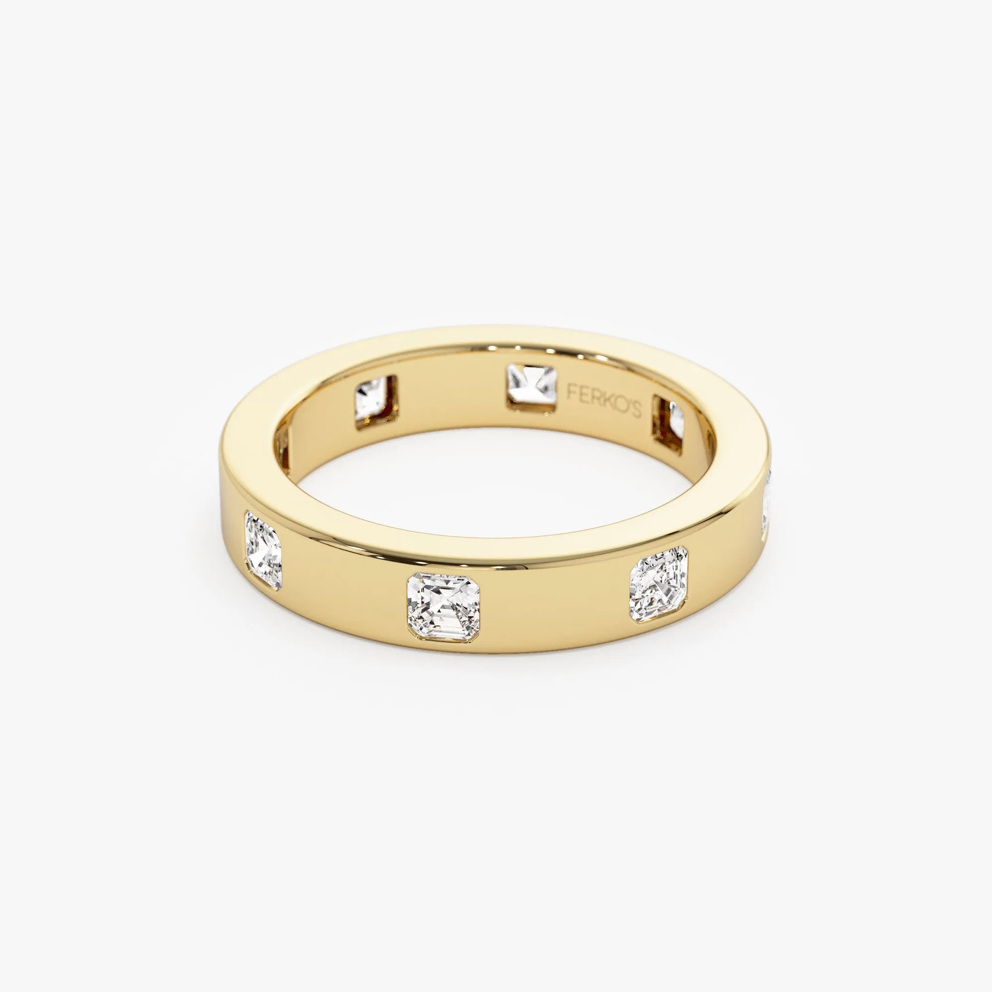 14k Asscher Cut Full Eternity Flush Setting Diamond Band