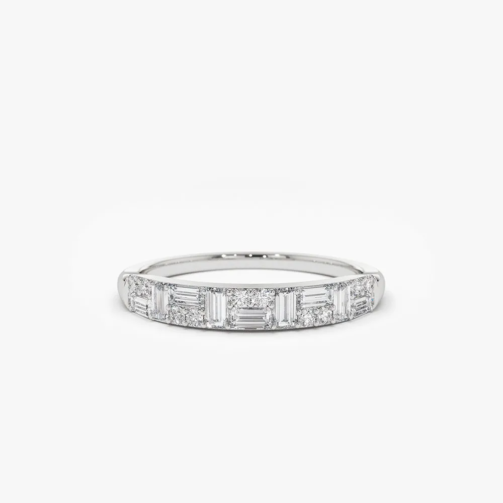 14k Baguette Diamond Stacking Ring