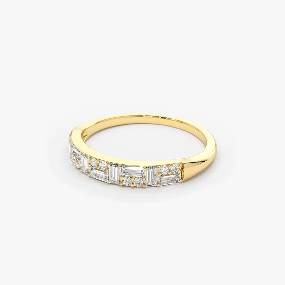 14k Baguette Diamond Stacking Ring