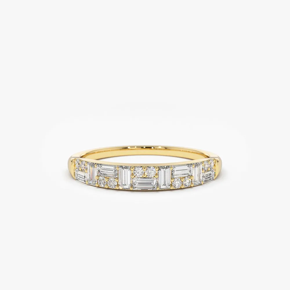 14k Baguette Diamond Stacking Ring