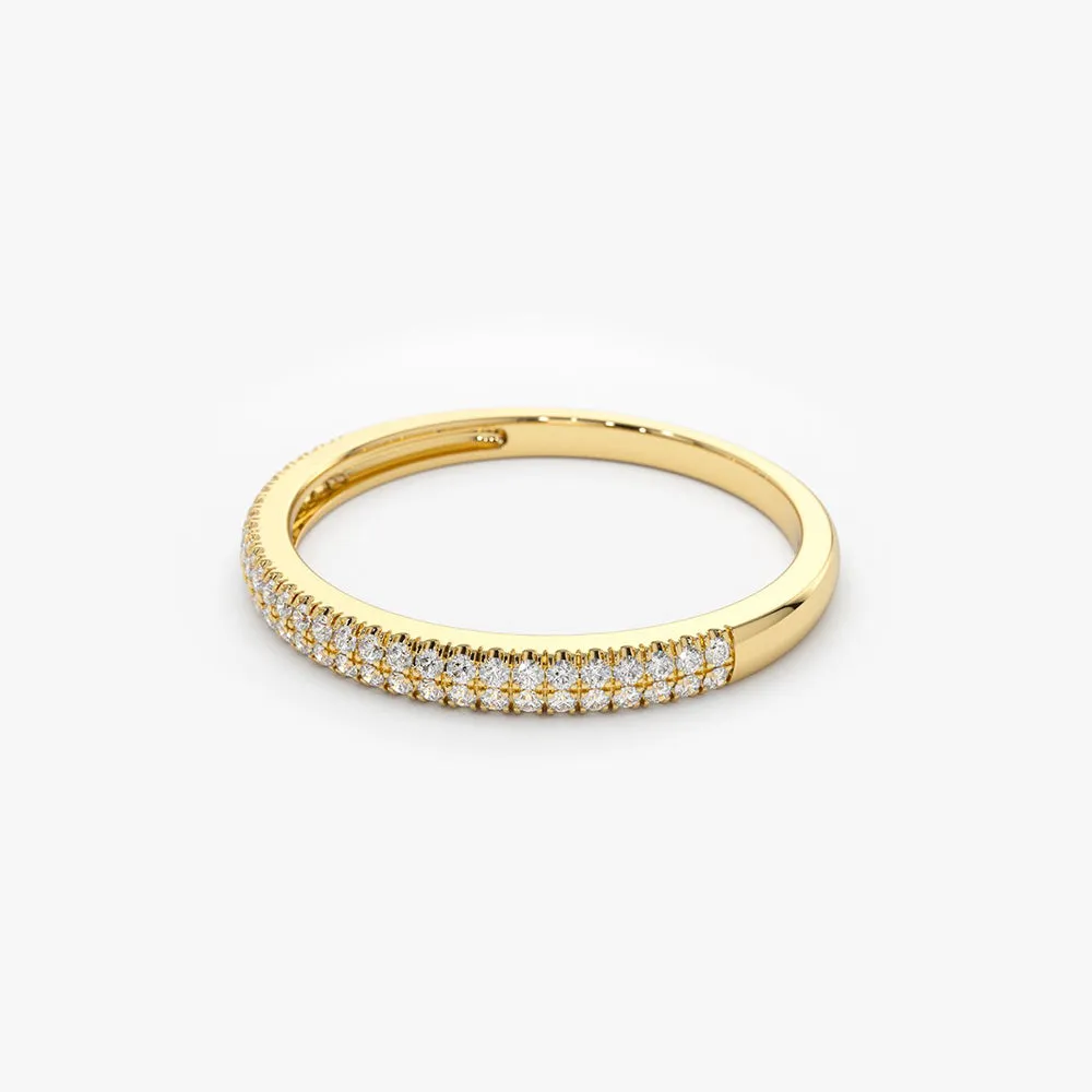 14K Double Row Micro Pave Diamond Ring