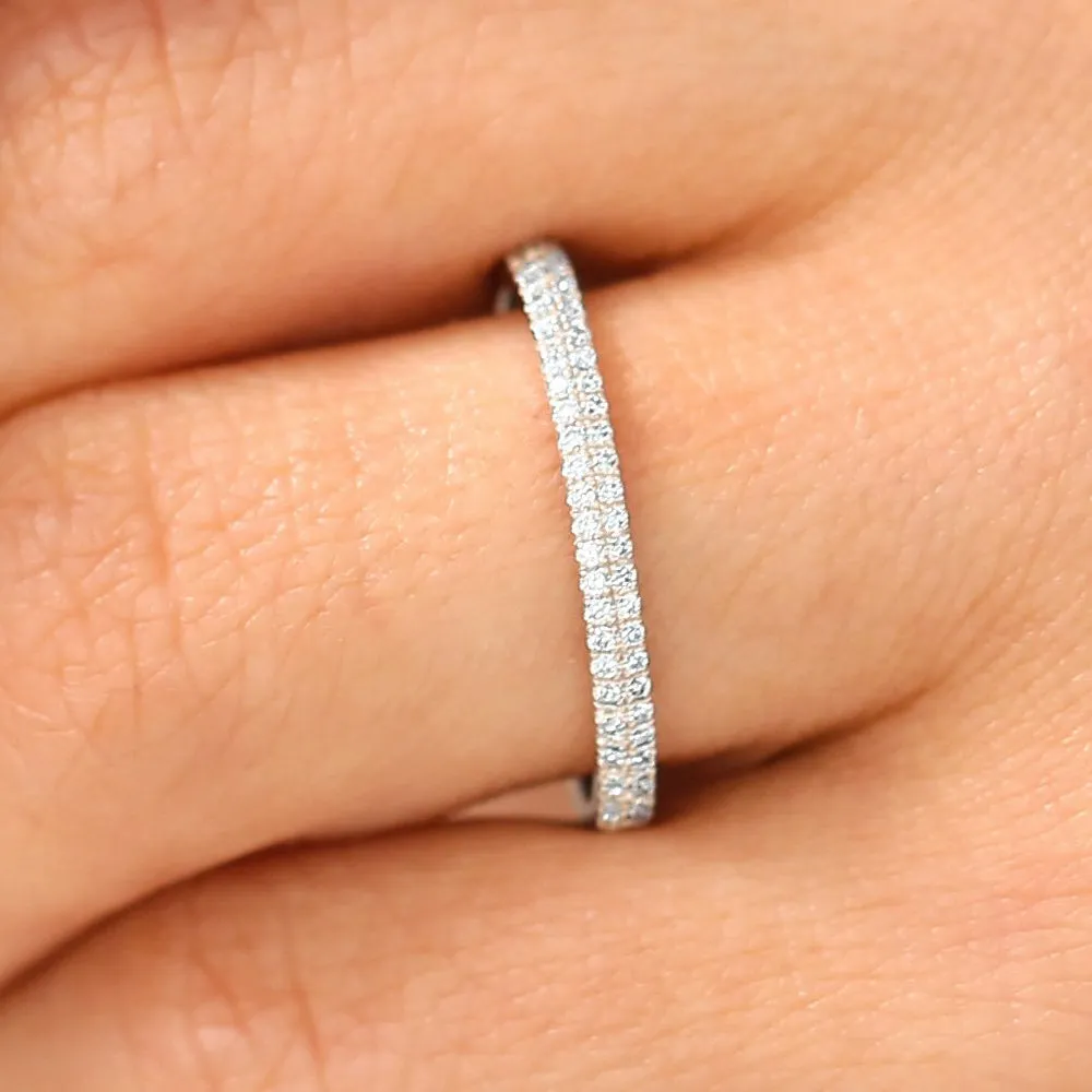 14K Double Row Micro Pave Diamond Ring