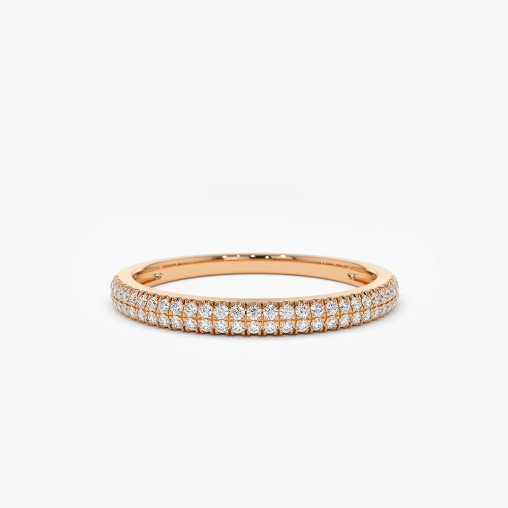 14K Double Row Micro Pave Diamond Ring