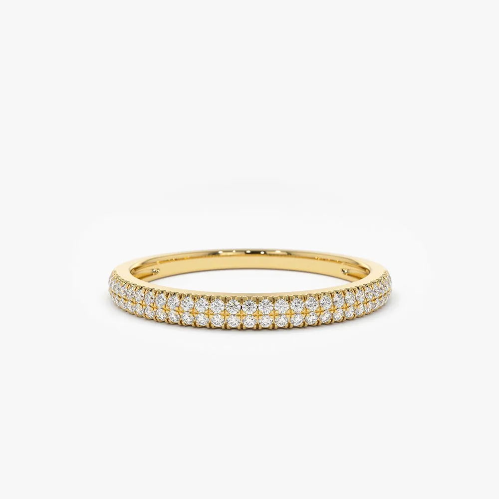 14K Double Row Micro Pave Diamond Ring