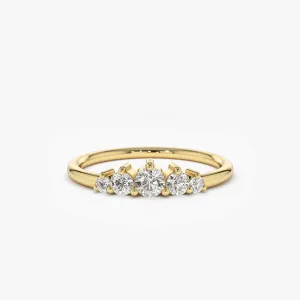 14K Gold 5 Stone Graduating Diamond Wedding Ring