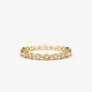 14K Gold Art Deco Diamond Eternity Band