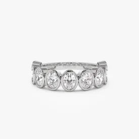 1.75 ctw 14k Bezel Setting Nine Stone Oval Shape Lab Grown Diamond Ring - Sofia