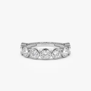 1.75 ctw 14k Bezel Setting Nine Stone Round Lab Grown Diamond Wedding Ring - Lily