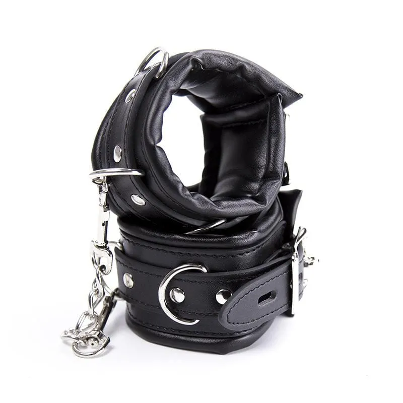 2476MQ      Padded Lined Locking Black Wrist Cuffs