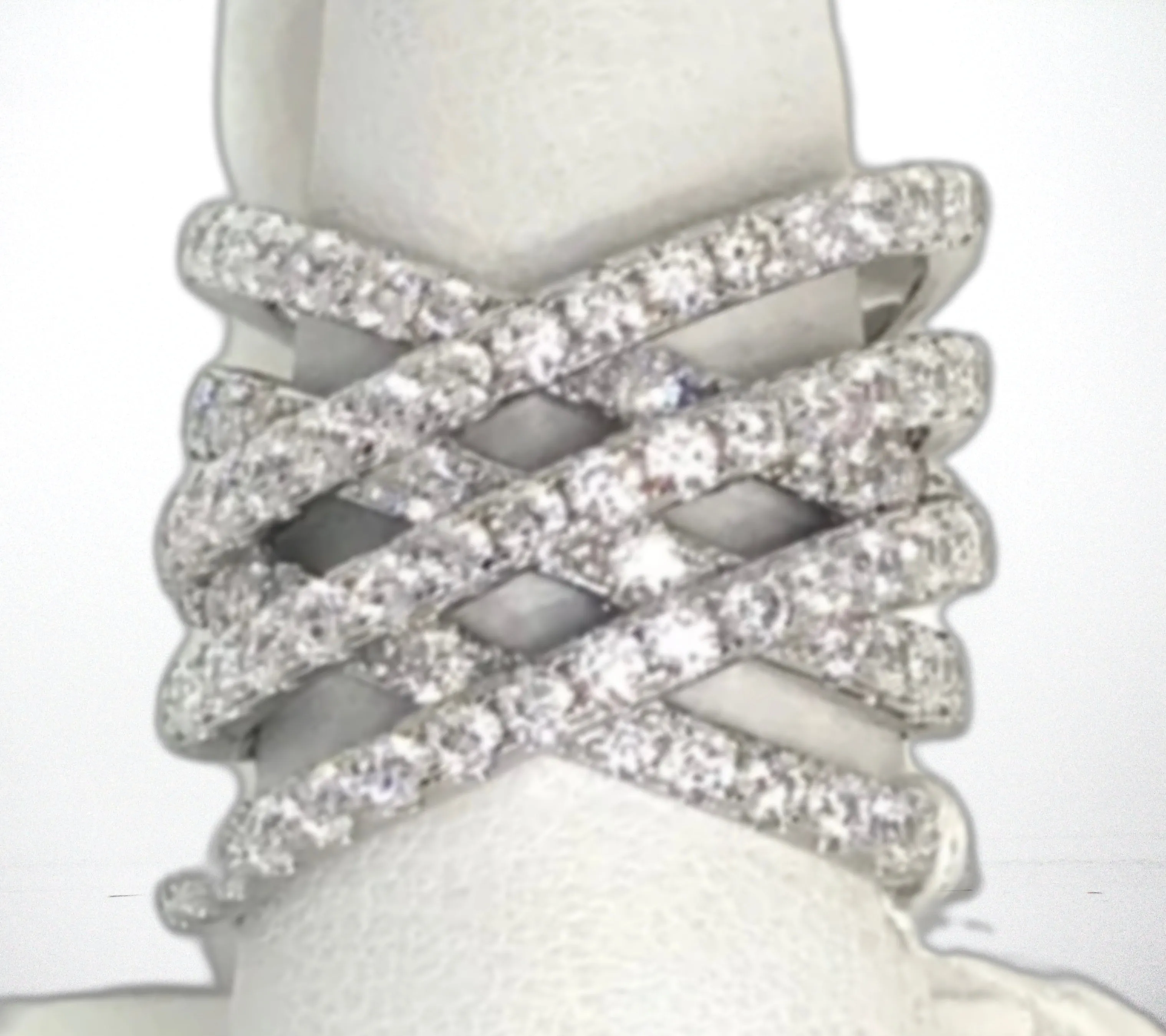 4 Band Criss Cross Pave CZ Ring