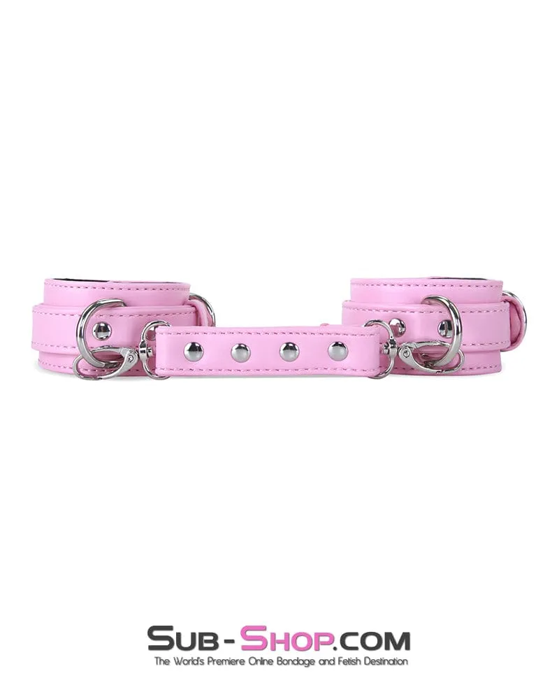 4453M      Princess Pink Padded Wrist Bondage Cuffs with Matching Connector Set