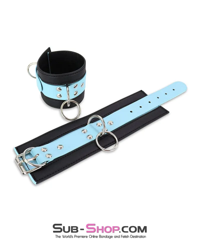 4789DL      Diamond Blue Strap Black Wrist Bondage Cuffs