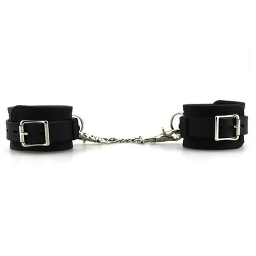 7011M      Locking Black Heavy Silicone Wrist Bondage Cuffs