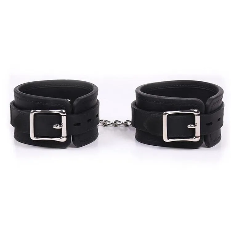 7011M      Locking Black Heavy Silicone Wrist Bondage Cuffs