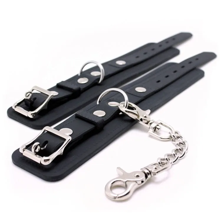 7011M      Locking Black Heavy Silicone Wrist Bondage Cuffs