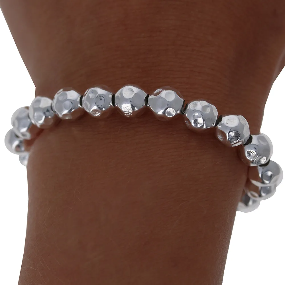 8mm Hammered Bead Bracelet