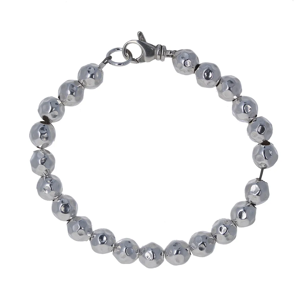 8mm Hammered Bead Bracelet