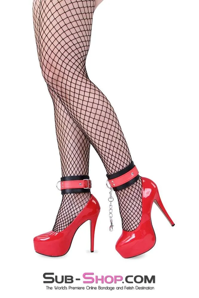 9025MQ      Red Stripes Black Ankle Cuffs with Red Strap