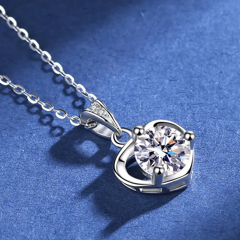 925 Silver Heart Moissanite Necklace