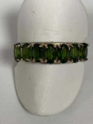 9ct Gold Green Tourmaline and Diamond Ring