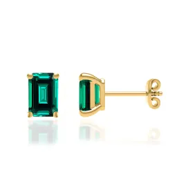 AVIANA - Grown Emerald 18k Yellow Gold Stud Earrings