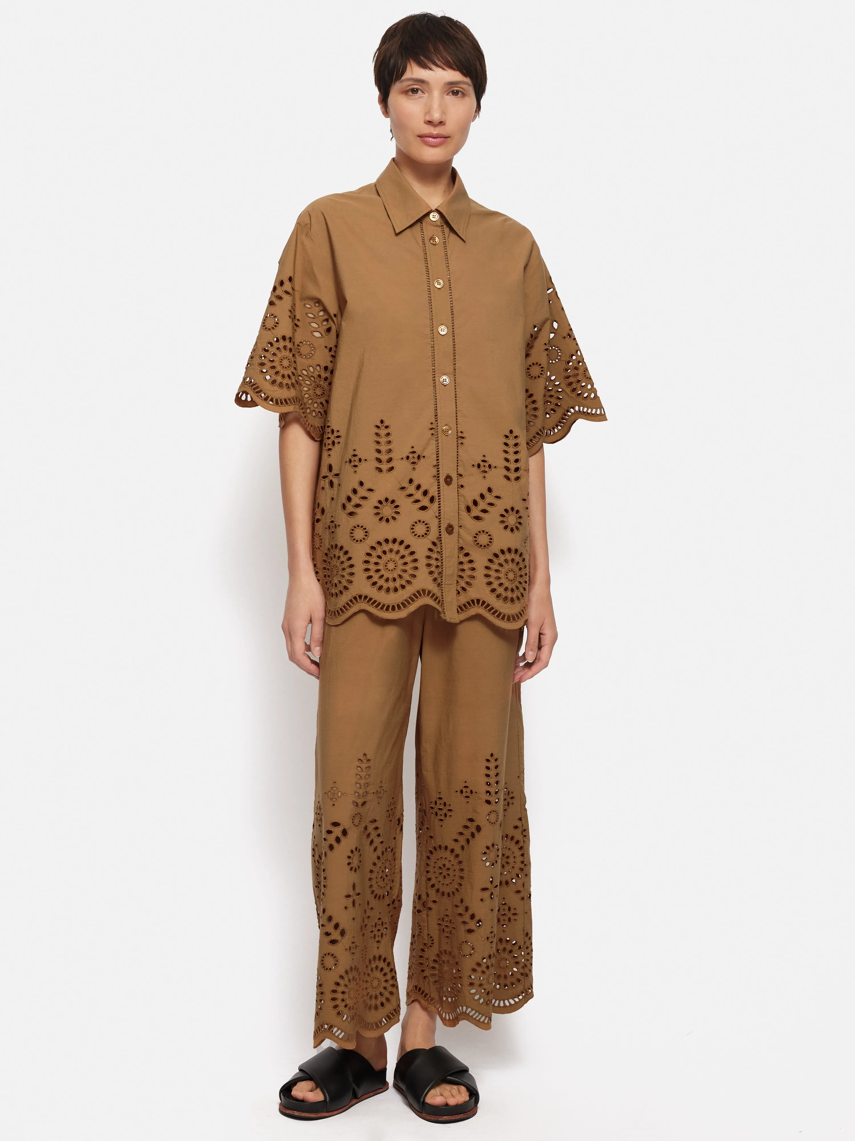 Broderie Shirt | Camel