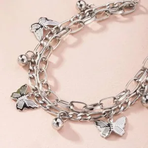 Butterfly Design Charm Bracelet Set - Set Of 1