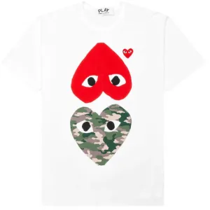 COMME DES GARÇONS PLAY CAMOUFLAUGE  MIRROR HEART T-SHIRT WHITE