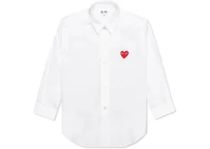 COMME DES GARÇONS PLAY RED EMBLEM BUTTON UP SHIRT WHITE