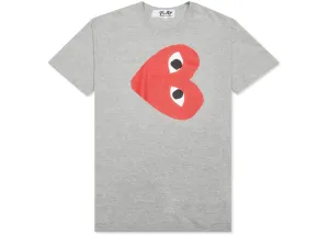 COMME DES GARÇONS PLAY RED SIDEWAYS HEART T-SHIRT GREY