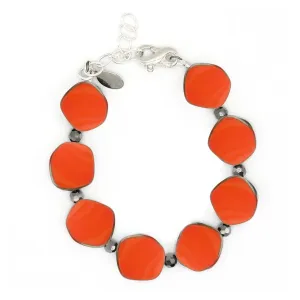 Coral Small Circle Glass Beaded Bracelet