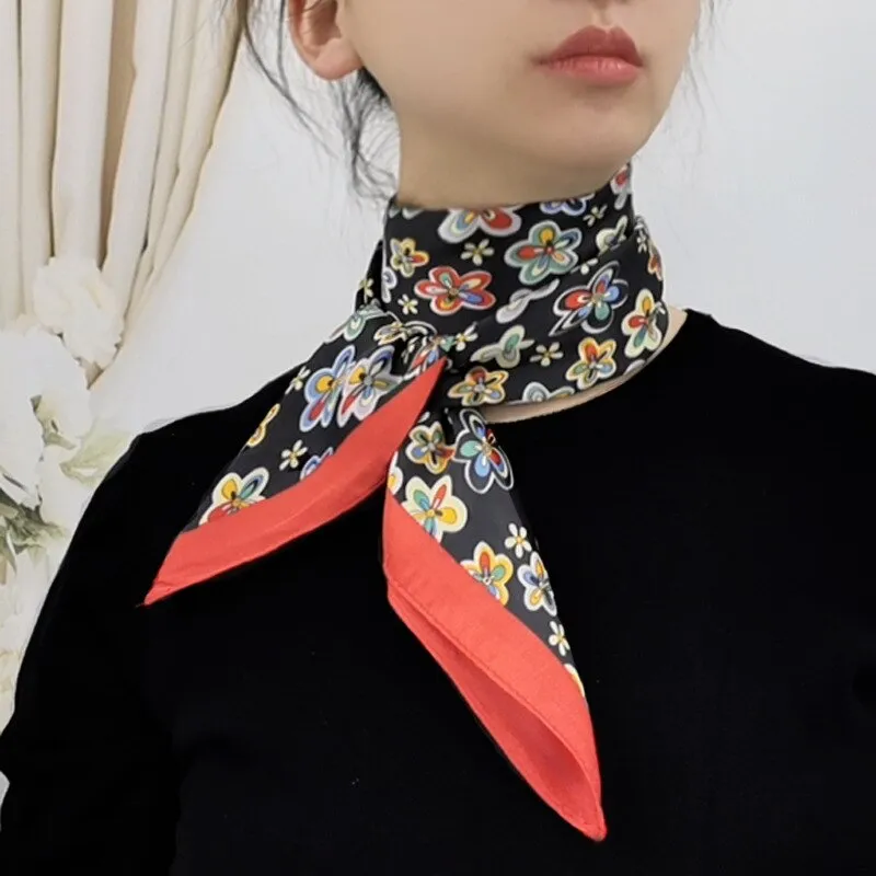 Female Silk Neck Scarf Square Hair Scarves Foulard Head Brand Shawls And Wraps Neckerchief Bandana 70*70cm Hijab