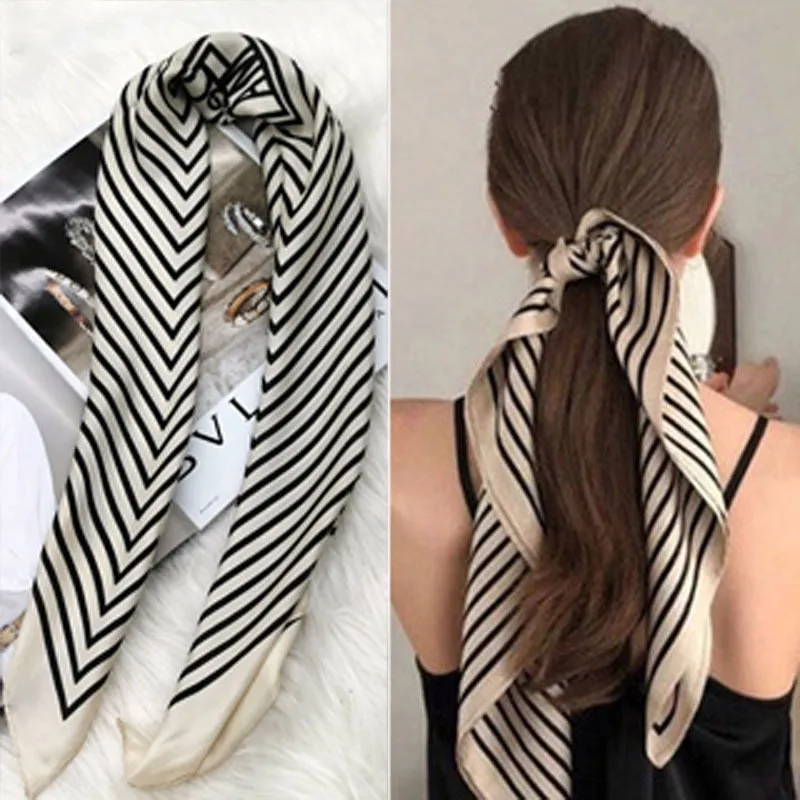 Female Silk Neck Scarf Square Hair Scarves Foulard Head Brand Shawls And Wraps Neckerchief Bandana 70*70cm Hijab