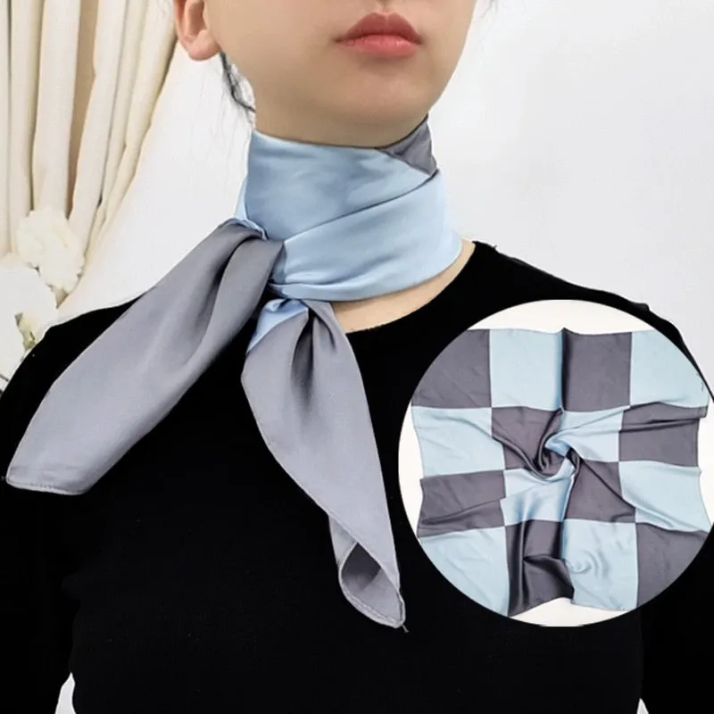 Female Silk Neck Scarf Square Hair Scarves Foulard Head Brand Shawls And Wraps Neckerchief Bandana 70*70cm Hijab