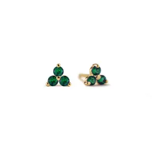 Gemstone Clover Studs Emerald