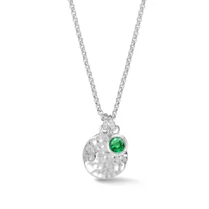 Hammered Disc &  5mm Green Garnet Array Pendant