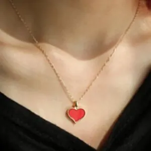 Heart Clavicle Models Fashion Gossip New Vintage Chain With Red Serena Girl Love Pendant Necklace