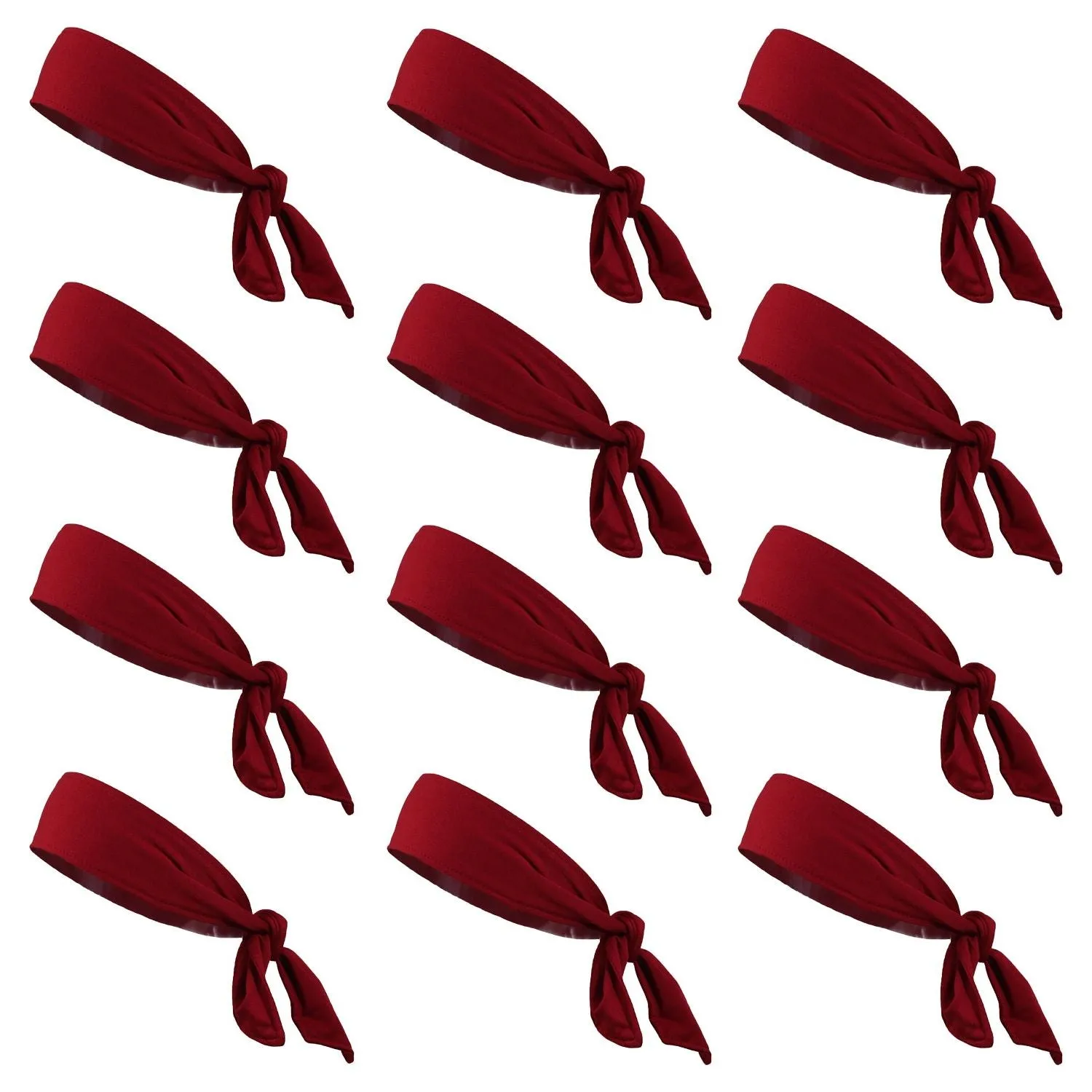 Maroon Tie Headbands - 12 Pack