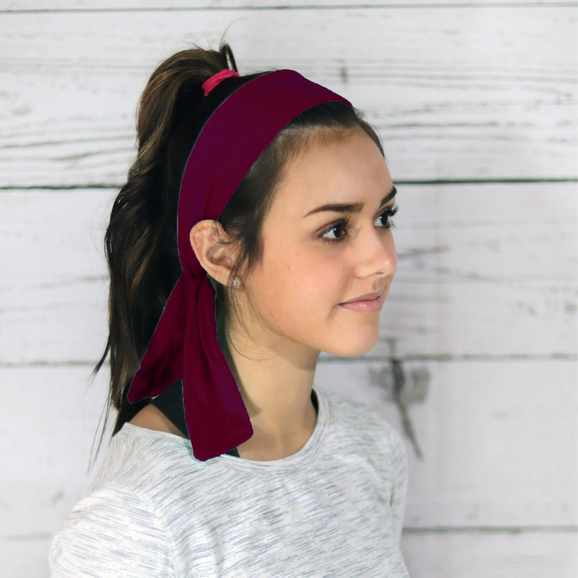 Maroon Tie Headbands - 12 Pack