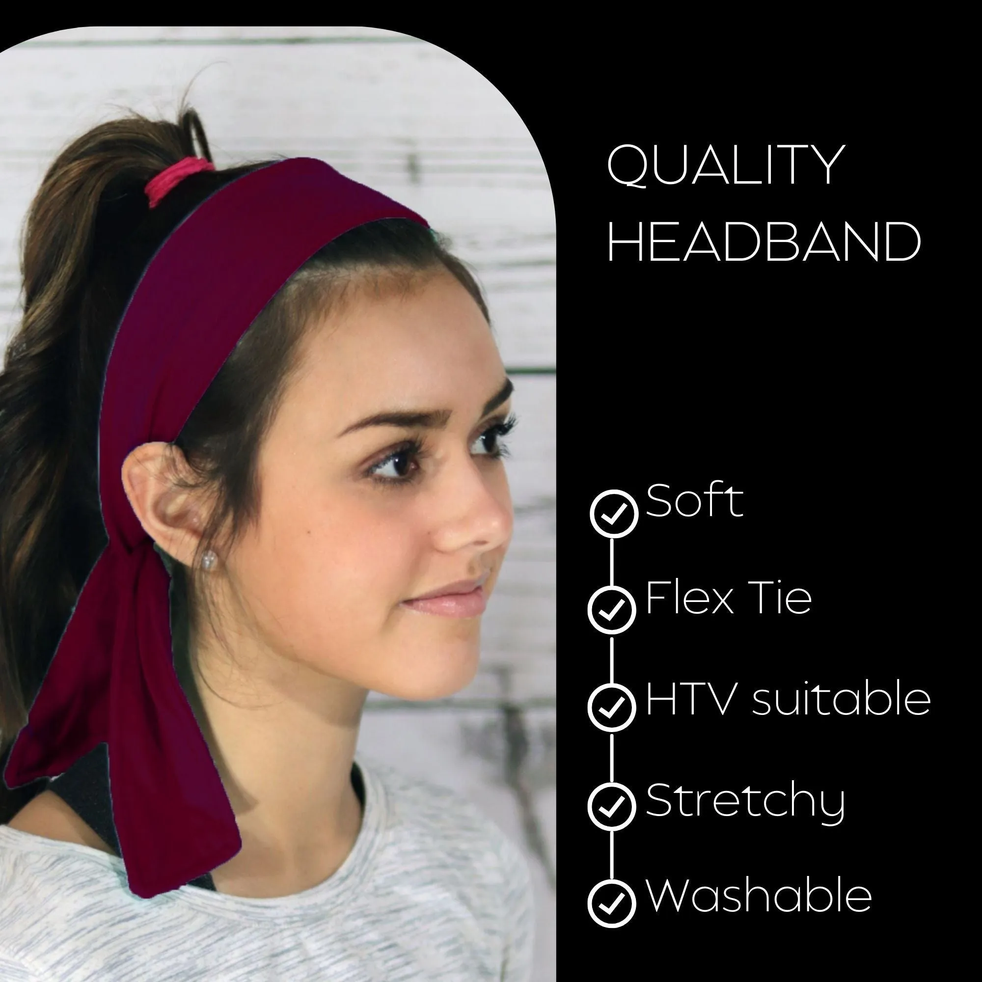 Maroon Tie Headbands - 12 Pack