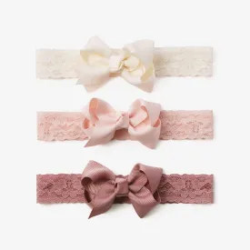 Mauve Lace Baby Girl Headbands 3pk