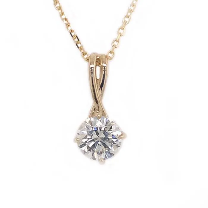 Mountz Collection 1.60CT Round Diamond Solitaire Pendant in 14K Yellow Gold